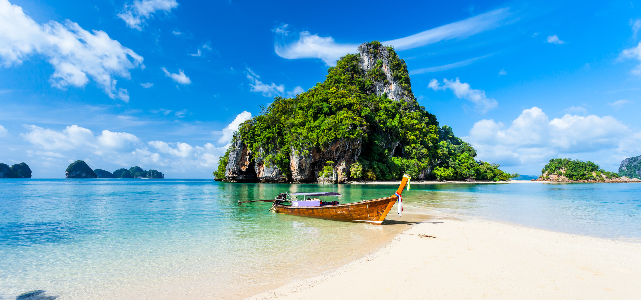 Long boat and Andaman Sea in Thailand