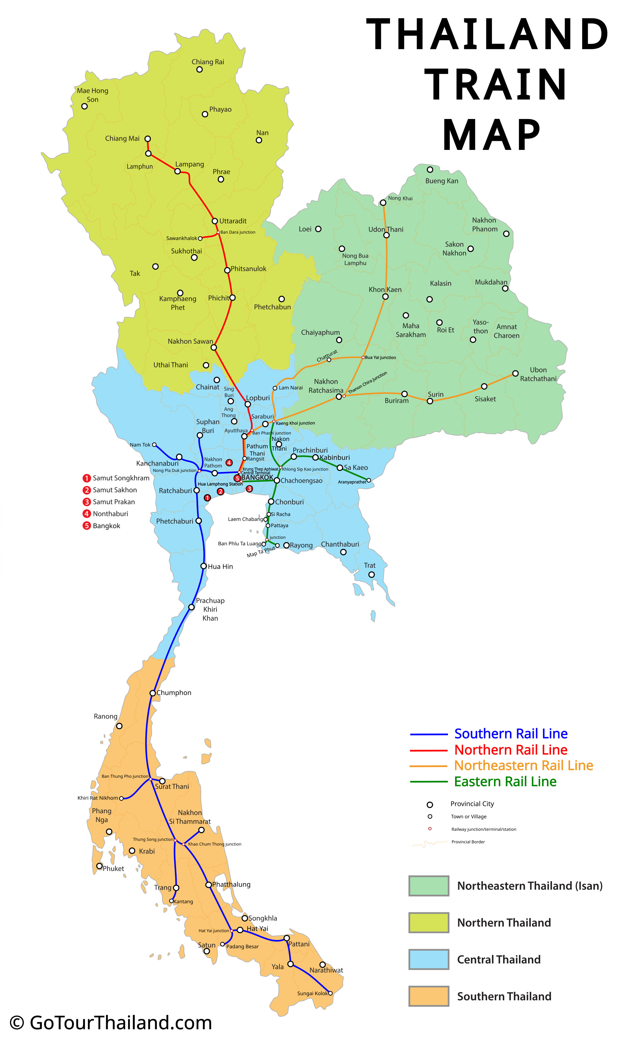 Thailand railway train map